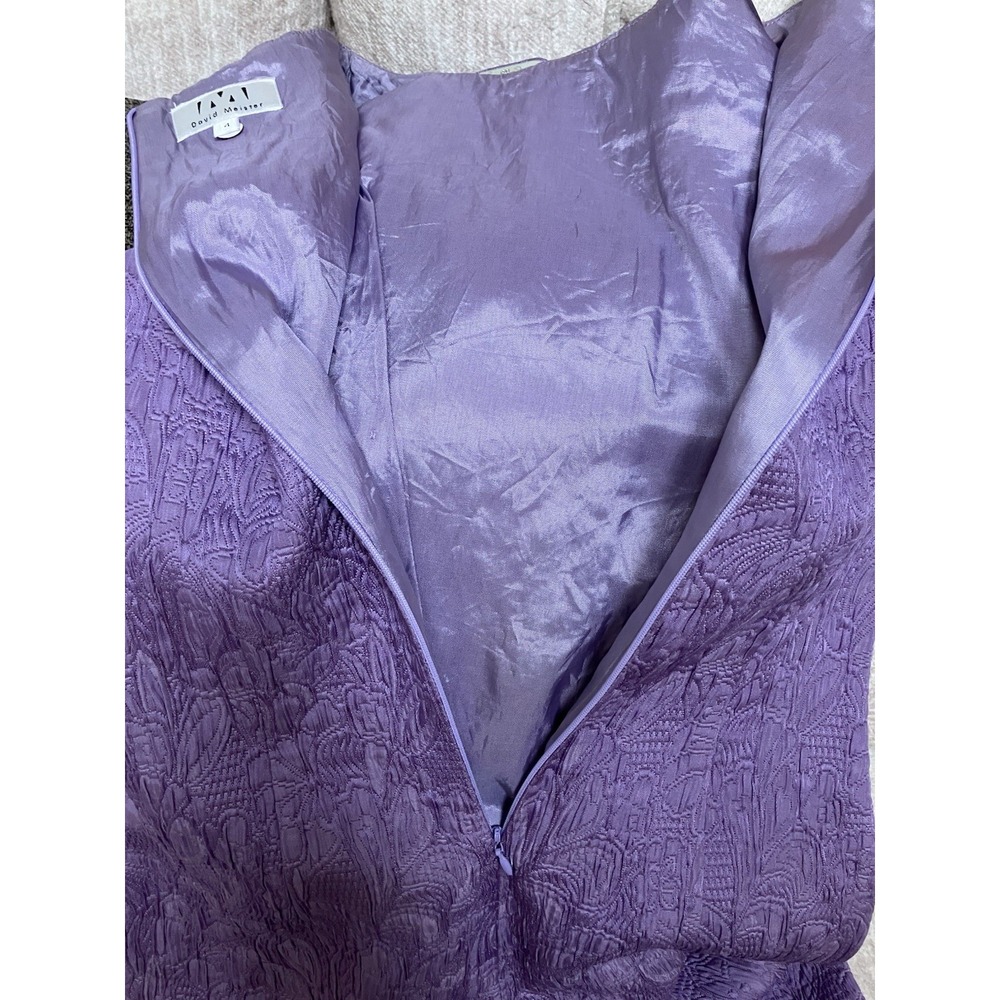 DAVID MEISTER Sheath‎ Dress Size 4 Lavender Purple Jacquard  Sleeveless - Picture 7 of 8
